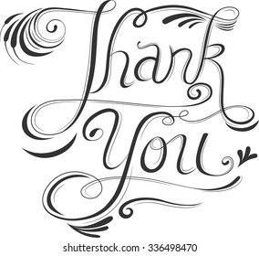 Text Illustration Featuring the Words Thank You Written in Calligraphy