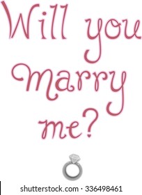 Text Illustration Featuring the Words Will You Marry Me Written on Top of an Engagement Ring