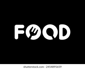 Text Illustration of the 'FOOD', flat, simple, memorable and eye catching, can use for Logo Gram, Apps, Website, Food and Beverage sign, or Graphic Design Element. Vector Illustration