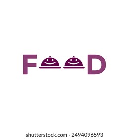 Text Illustration of the 'FOOD', flat, simple, memorable and eye catching, can use for Logo Gram, Apps, Website, Food and Beverage sign, or Graphic Design Element. Vector Illustration.
