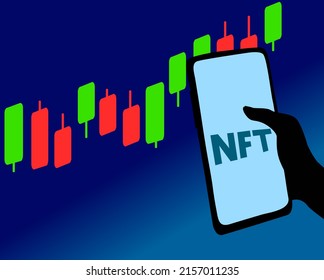 Ilustración de texto NFT, concepto digital.
