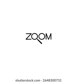 Text Illustration of the "ZOOM" with Silhouette of the Magnifier or Magnifying Glass as Visual Communication, can use for apps, button, logo, website, pictogram or graphic design element. Vector 