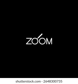 Text Illustration of the "ZOOM" with Silhouette of the Magnifier or Magnifying Glass as Visual Communication, can use for apps, button, logo, website, pictogram or graphic design element. Vector 