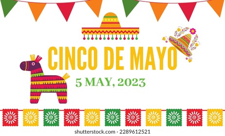 text and illustrations from Mexican culture traditions and festivals on the theme of Cinco de Mayo