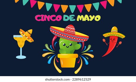text and illustrations from Mexican culture traditions and festivals on the theme of Cinco de Mayo