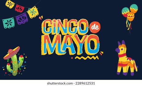 Texte und Illustrationen aus mexikanischen Kulturtraditionen und Festivals zum Thema Cinco de Mayo