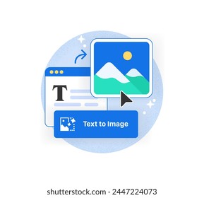 Text to Image concept. Typing Icon turns into a Picture icon. Simple vector illustration
