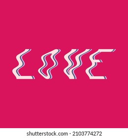 Imagen de texto del efecto ondulado con la inscripción LOVE. Diseño con estilo vectorial. Diseño para afiches, postales, banners, decoración.