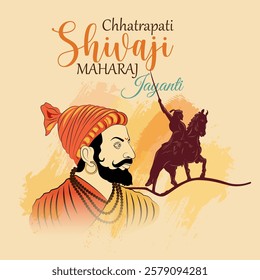 Text includes Chhatrapati Shivaji Maharaj Jayanti and a signature or smaller text with his name Visual elements likely depict Shivaji Maharaj and symbols of his legacy such as forts or historicalimage