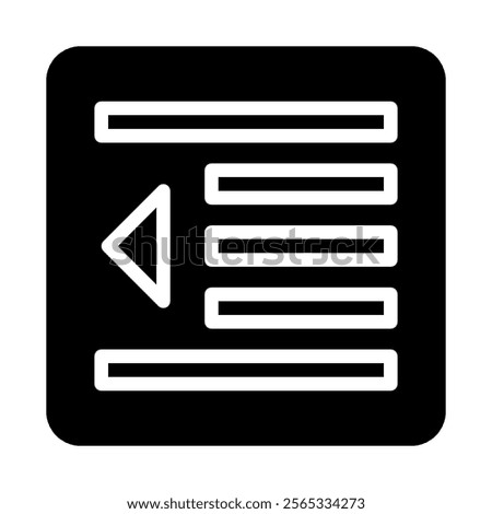 Text indent left icon. Concept of formatting, editing, and alignment.