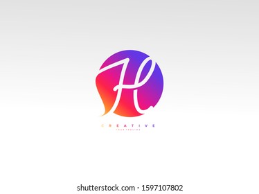 Text Initial H Letter Colorful Rounded Shape Logotype Font