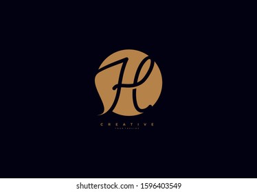 Text Initial H Letter Rounded Shape Logotype Font