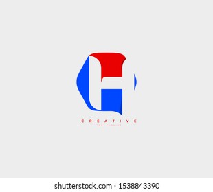 Text Initial H Letter Smooth Rectangle Polygon Shape Multicolor Logo