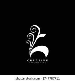 Text Initial H Letter White Monogram Leaf Shape Ornament Logo