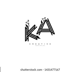 Text Initial KA Linear luxury flourishes ornament Monogram Logo