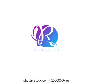 Text Initial R Letter Rounded Shape Linked Swoosh Logo