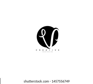 Text Initial V Letter Monogram Rounded Shape Black Color Logo