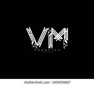 Text Initial VM Linear luxury flourishes ornament Monogram Logo