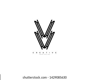 Text Initial VV Linear Bold Monogram Abstract Modern Logo