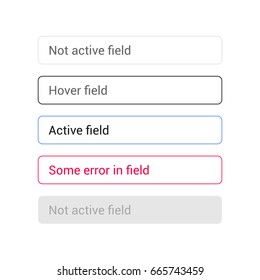 Text input vetor set. States of text fields