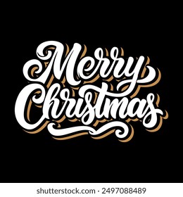 Text with the inscription "Merry Christmas". vector illustration on black backround