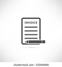 Text invoice table icon in simple outline design. Document with pencil pictogram. Trade app symbol. User interface sign. Logo UI. EPS10 vector illustration.
