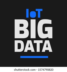 Text IoT Big Data Blue White On Dark Background