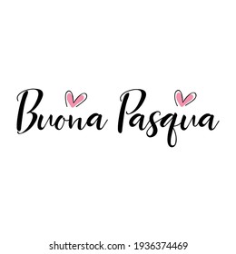 Text in Italian - Happy Easter. Easter lettering. Ink illustration. Modern brush calligraphy Isolated on white background