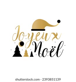 Text JOYEUX NOEL (French for Merry Christmas) on white backgroun