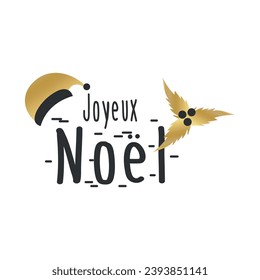 Text JOYEUX NOEL (French for Merry Christmas) on white backgroun
