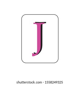 text, J,pink and black color.