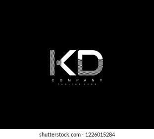 Text KD Letter Monogram with Dots List Pattern Logo Design
