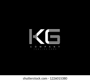 Text KG Letter Monogram with Dots List Pattern Logo Design