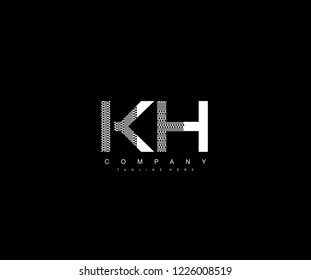 Text KH Letter Monogram with Dots List Pattern Logo Design