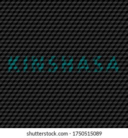 text "kinshasa" airport departure notice in blue color on black background, editable vector