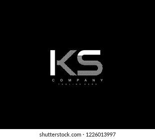 Text KS Letter Monogram with Dots List Pattern Logo Design