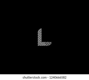 Text L Letter Monogram with Twister Floral Dots List Pattern Logotype