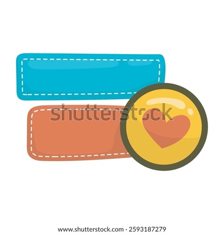 text label with love sign in flat vector design