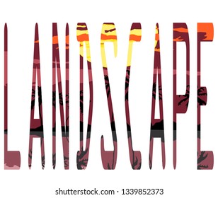 Text landscape for wallpaper design. Vector natural illustration. Banner background. Bright vector illustration. Silhouette vector. Vector design illustration