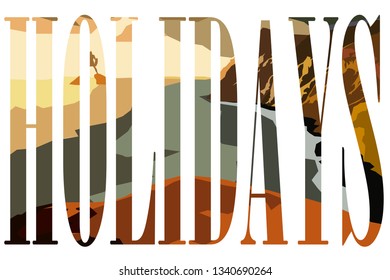 Text landscape for wallpaper design. Vector natural illustration. Banner background. Bright vector illustration. Silhouette vector. Vector design illustration