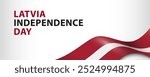 Text Latvia Independence Day and Latvian flag on white background, simple minimalist banner design.