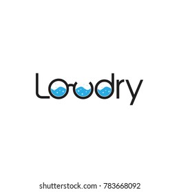 Text Laundry With Water And Bubble Logo Vector