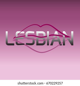 Text Lesbian using original colors for gay parade. Unconventional sexual orientation. Vector design