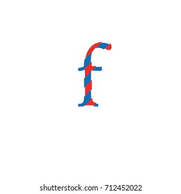 text letter f vector with cuts of two inks