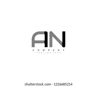 Text AN Letter Monogram with Dots List Pattern Logo Design
