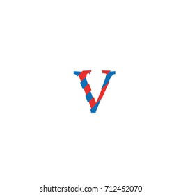 text letter or vector with cuts of two inks