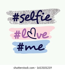 text line love heart color selfi girl tee illustration art vector