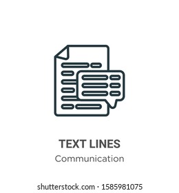 Text lines outline vector icon. Thin line black text lines icon, flat vector simple element illustration from editable communication concept isolated on white background