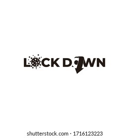text lock down arrow corona virus pandemi symbol vector