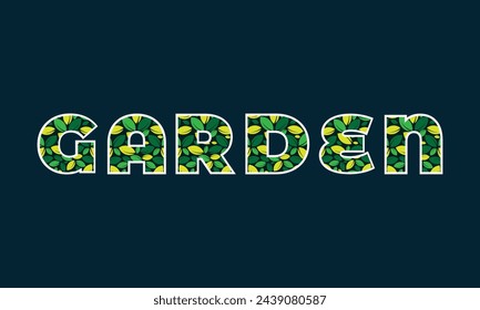 Text logo Garden. Vector Illustration, Logo Garden. Logo Green.